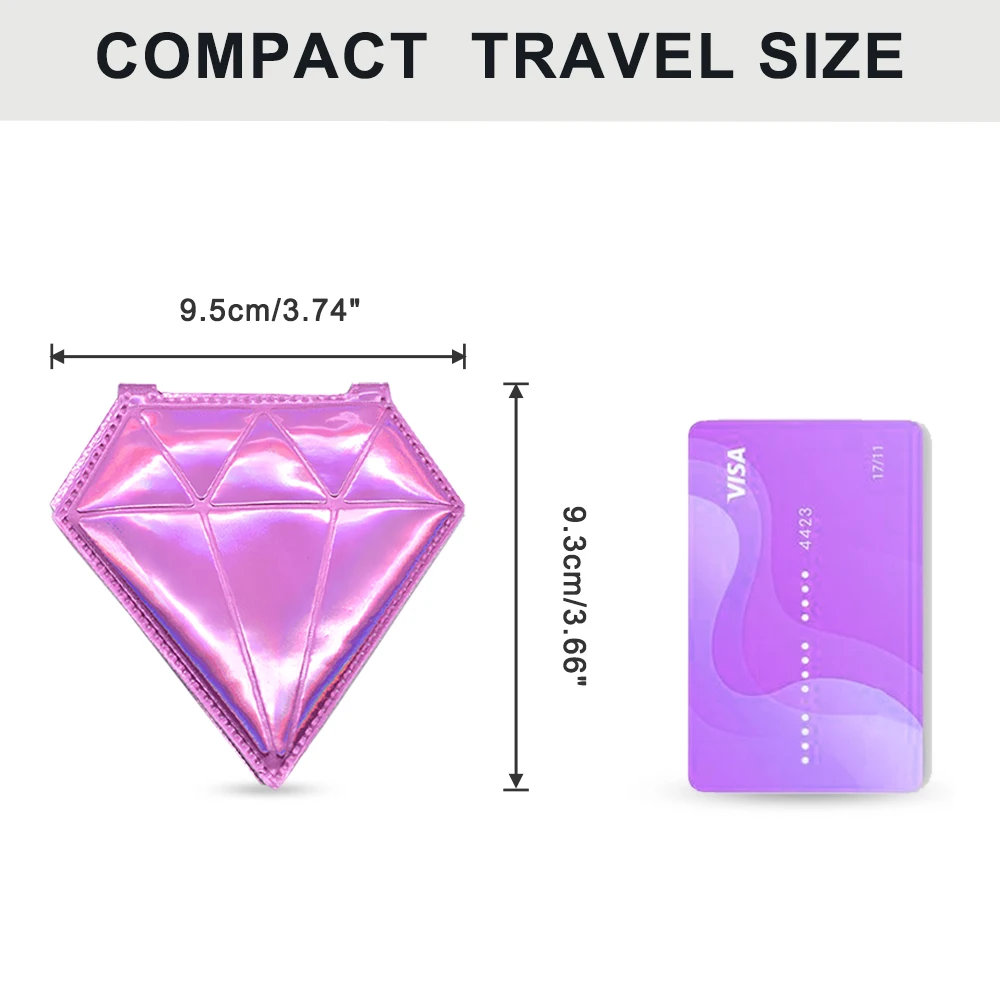 Laser Shiny Double Side 2x Magnify Beauty Luxury Diamond Compact Hand Portable Cosmetic Mini Pocket Travel Vintage Mirror