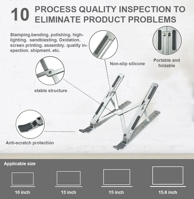 Factory Direct Shipping Portable Foldable Height Adjustable Keyboard Riser Metal Gaming Laptop Stand With 7 Gears