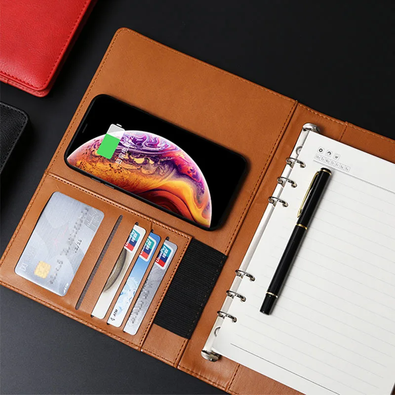 Custom Logo A5 Agenda Planner 8000 MAh Power Bank Business Notebook Charging Journal With Password Lock