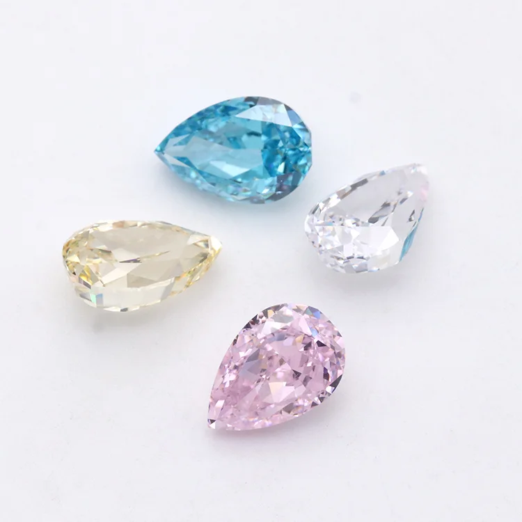 6x9mm 6A grade good quality synthetic cz stones cubic zirconia price crushed ice cut pear shape loose stone cubic zirconia