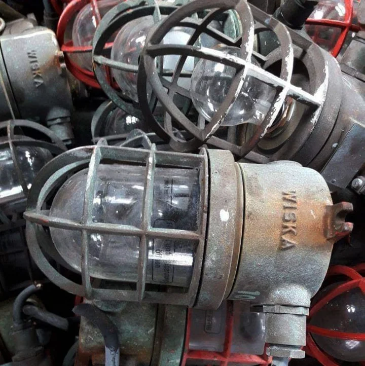 Antique Wiska Brass Ceiling Light Cargo Ships Passage Way Brass Light Bangladesh Ship Yard