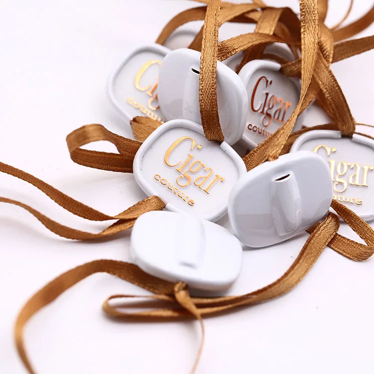 Custom wholesale string Aluminum shell hangtag  logo beads string rope for cargo hanging identification fasteners