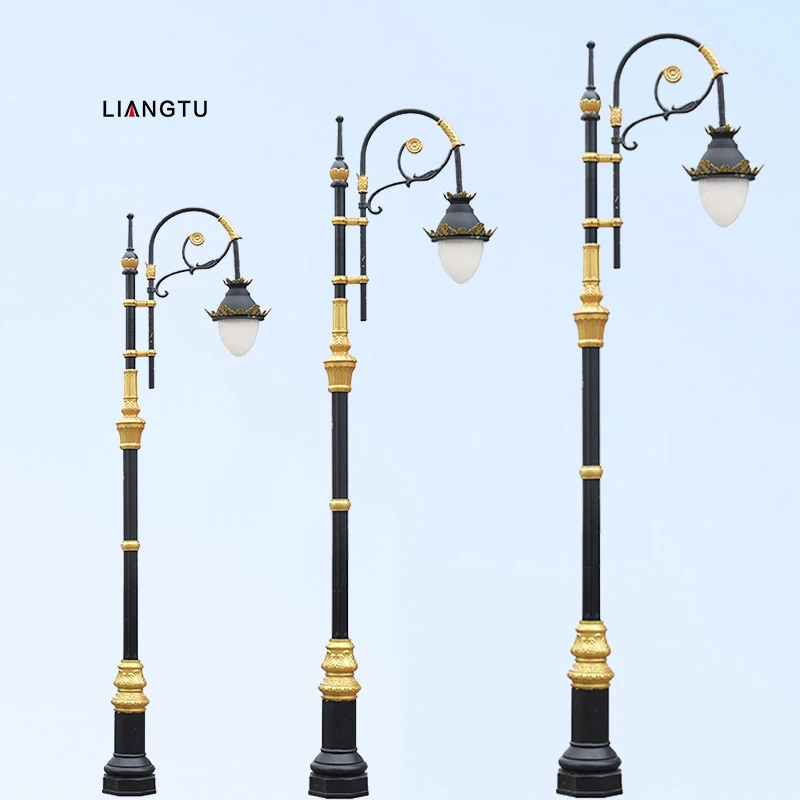 Customized 3~8 Meter Garden Street Decorative Lamps Yard Lights Cast Aluminum Lamp Post Outdoor Antique Garden Light Poles