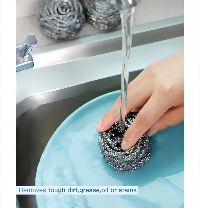 DH-A2-21 Cheap Sanitary stainless steel wire cleaning ball round scrubber scourer