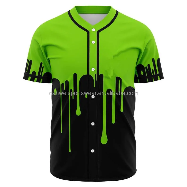 green color interlock thick cool dry customized mens baseball jersey