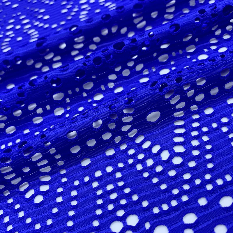 Good stretch 87%Nylon 13%Spande hollowed-out jacquard mesh fabric for swimwear