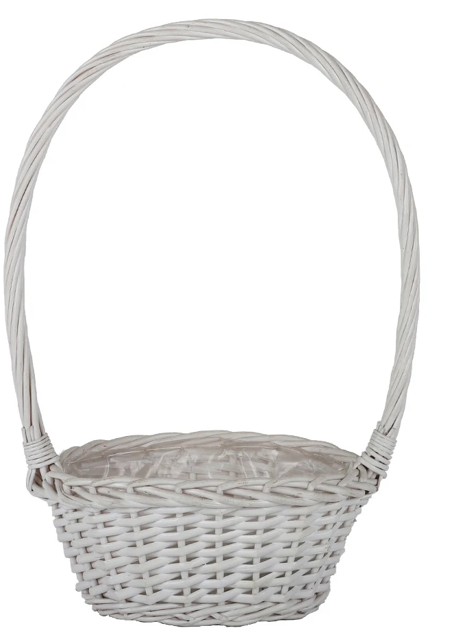 Woven Flower Organizer Basket Storage Flower Arrangement Basket Rattan Weaving Pastoral Style Room Decor ( Oval White )