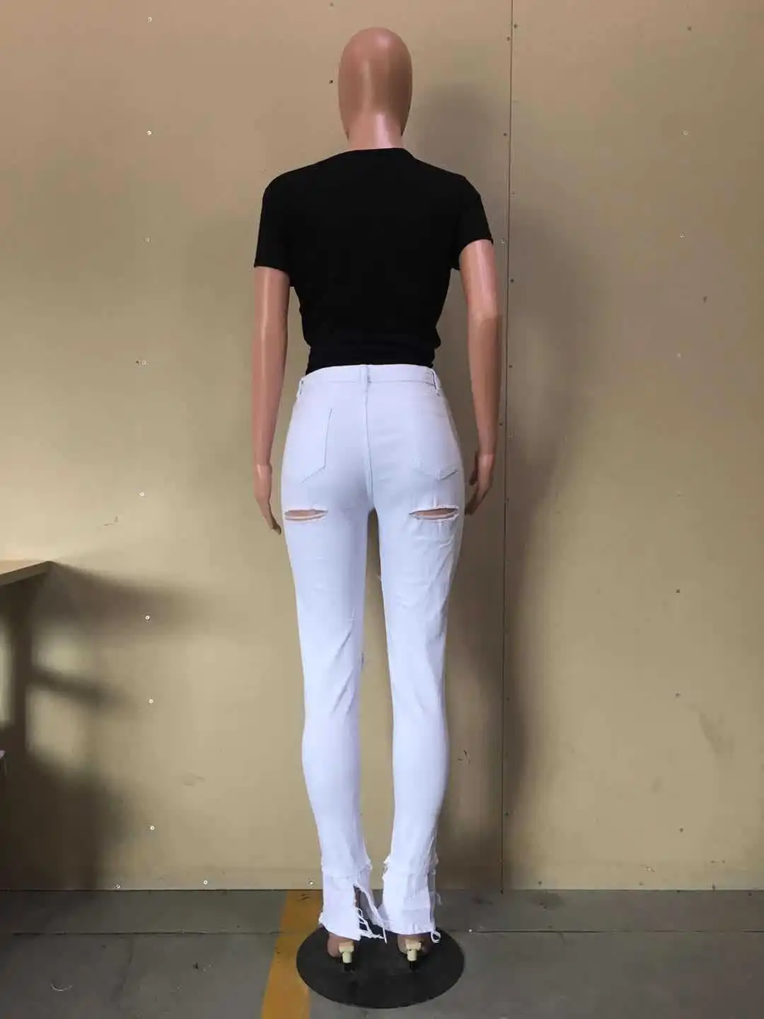 
womens high waisted distressed plus size ripped stretch skinny blue stacked jeans women 2018 denim 