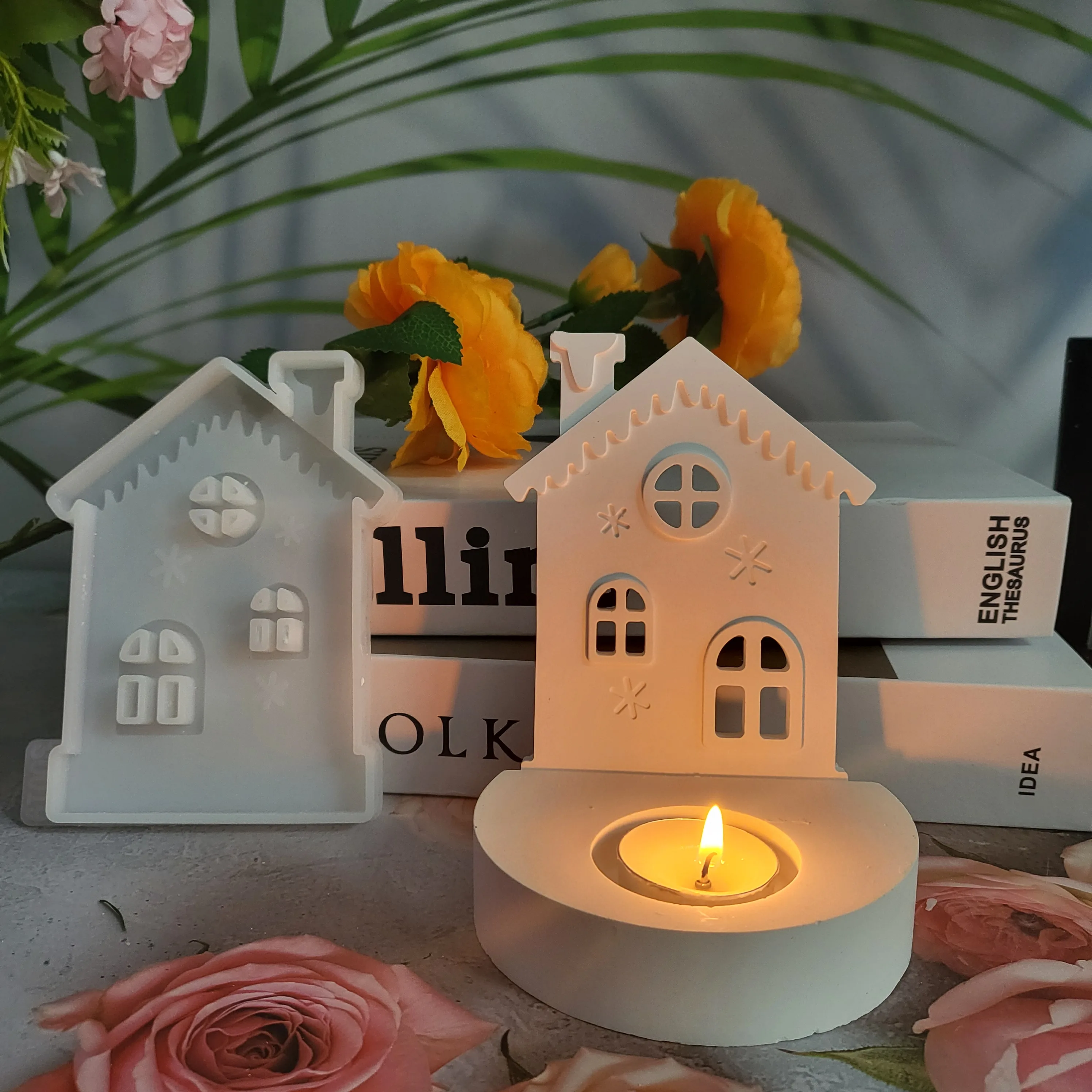 S0019 Silicone mold ornaments for house desk candle holder and plugin Heart House Mold Home Decor clean chic versatile use
