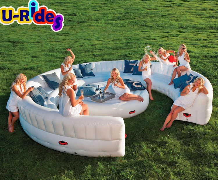 Large Customized Inflatable Couch Chair Air Tight White Half Circle Inflatable Table Round Sofa Inflatable Furniture For Party