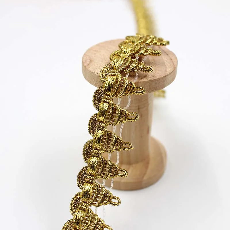 diy polyester accessories shoes lace fabric 2CM 10 Y gold thread braided trimming sewing decor dacewear costume wave lace trim