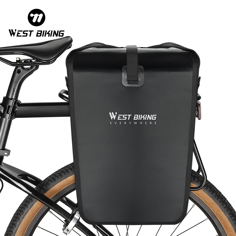 WEST BIKING 25L Waterproof Bicycle Pannier Bag Large Capacity Rack Rear Seat Bag Bike Quick Release Buckle Bag Cycling Equipment
