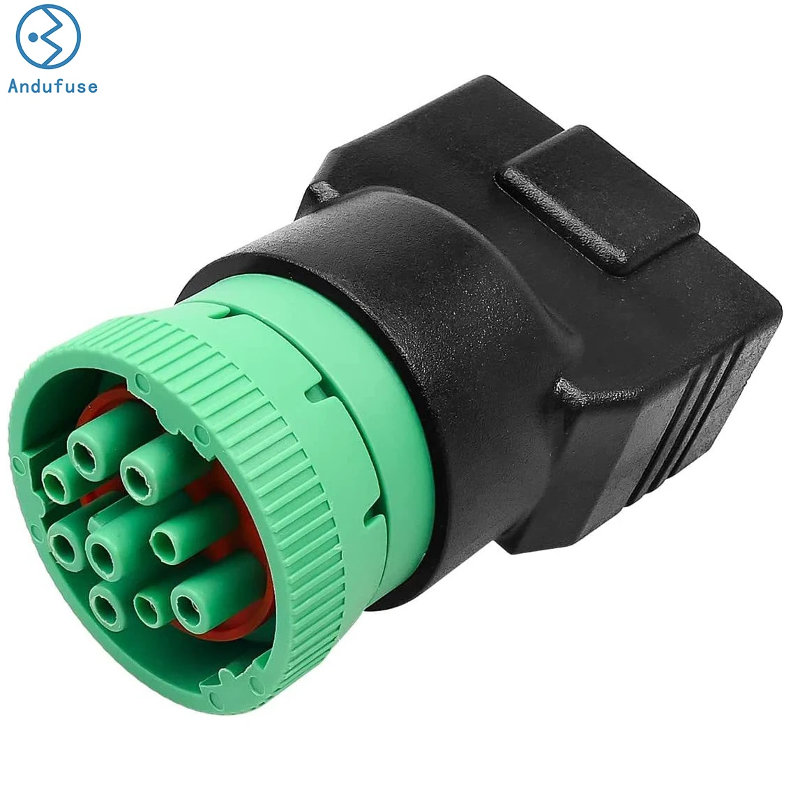 Green Type 2 9Pin J1939 to OBD2 16Pin J1962 Adapter for OBD Diagnostic Device Connector Converter, Plug and Play