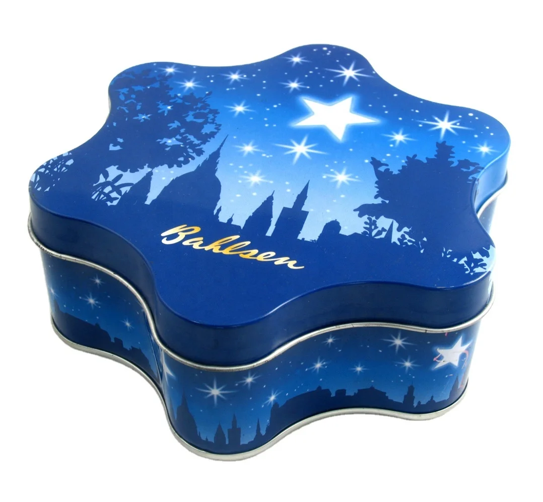 Produce Hot Sale Food Safe Tea Candy Christmas Gift Metal Can Star Shape Tin Box