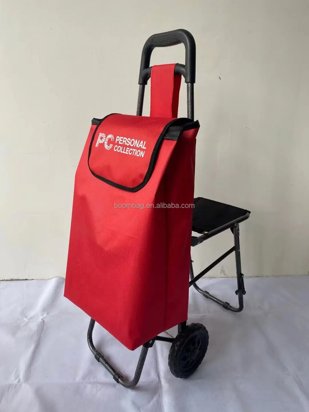 Reusable Portable Supermarket Vegetable Grocery Stair Climbing Folding Shopping Trolley Bag with Chair