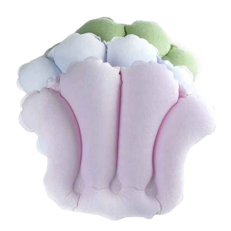 Customized inflatable shell spa bathtub cushion neck bath pillow for adults