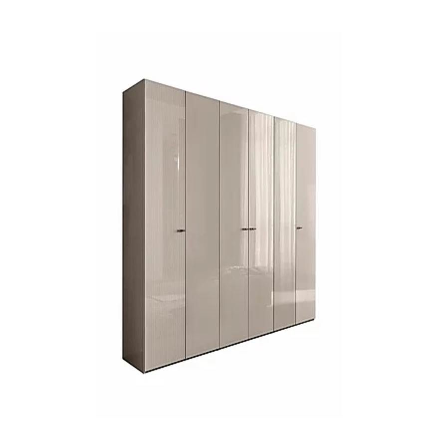 High End Design Acrylic Panel Glossy Solid Wood Bedroom Wardrobe Wearable Pulls