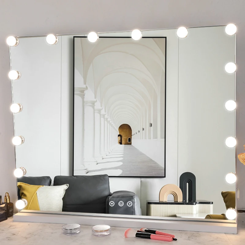 Large Size Hair Salon Mirrors 14 Bulbs Hollywood Vanity Led Makeup Mirror
