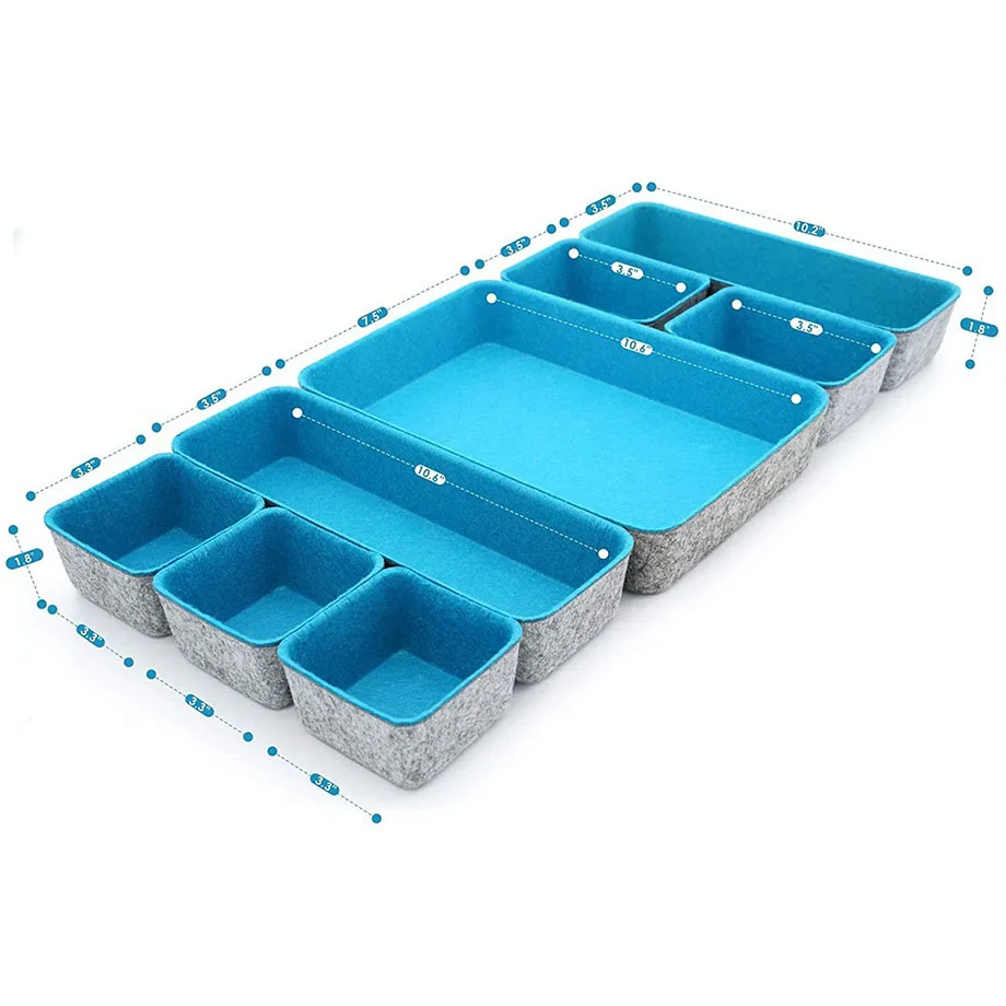 10 years professional  sourcing agent in china, Desk  Organizers, 8 Set Felt Drawer Organizer Desktop Makeup Cosmetics Boxes