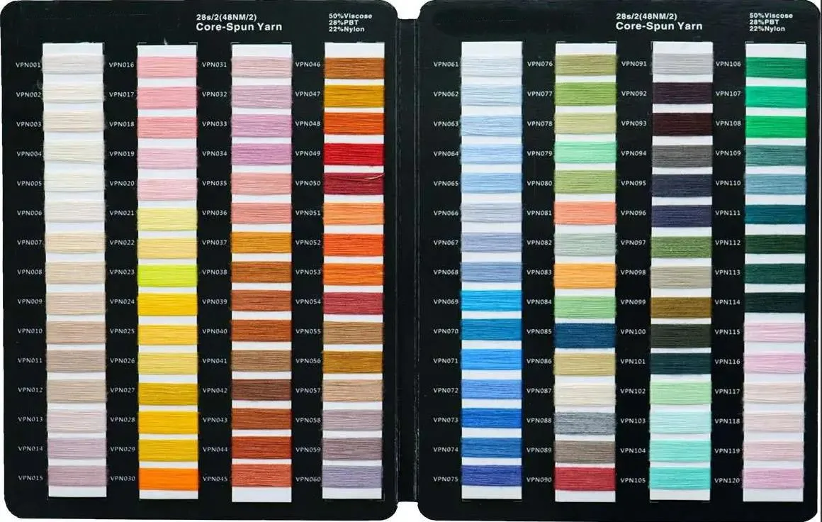 High Stretch Twisted Polyester Nylon Blended Yarn 28S/2 PBT Viscose Dyed Core Spun Yarn For Knitting Machines