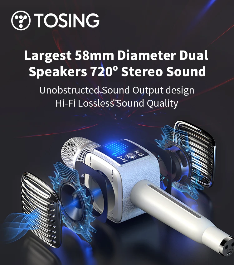 New Arrival HIFI  Tosing G6 PRO Bluetooth Handheld Karaoke Microphone Speaker  for for Kids Adults Singing support TWS