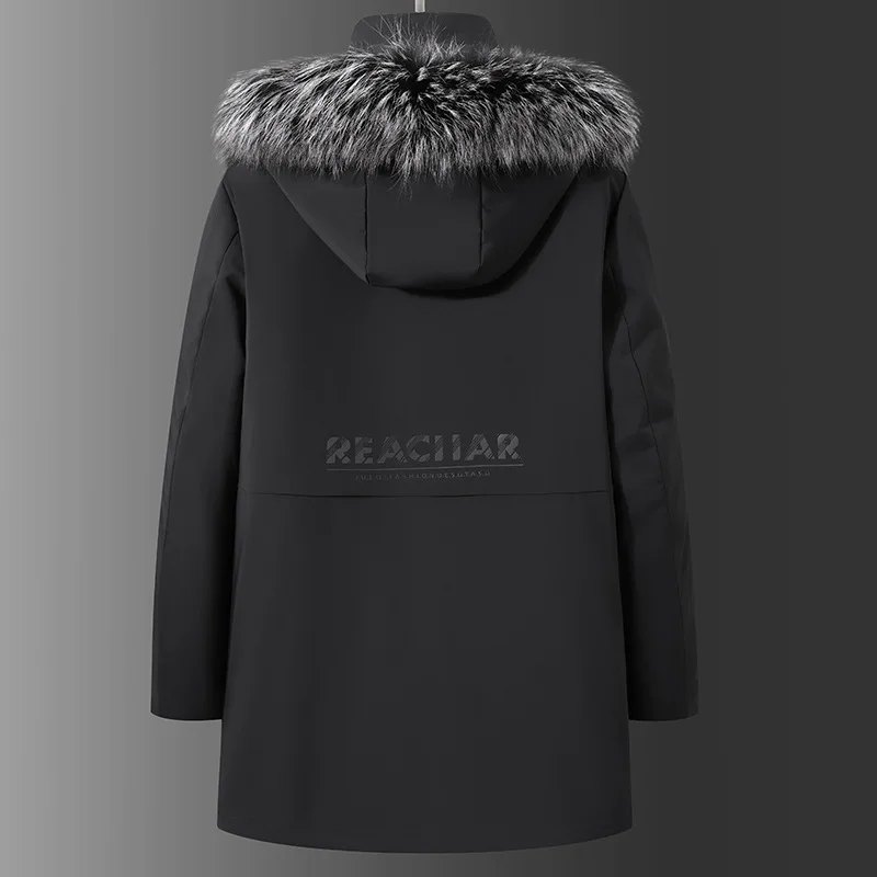 Парка Yufan пуховик Мужская Зимняя Новая повседневная съемная подкладка Воротник из Меха чернобурки утепленная мужская куртка с капюшоном