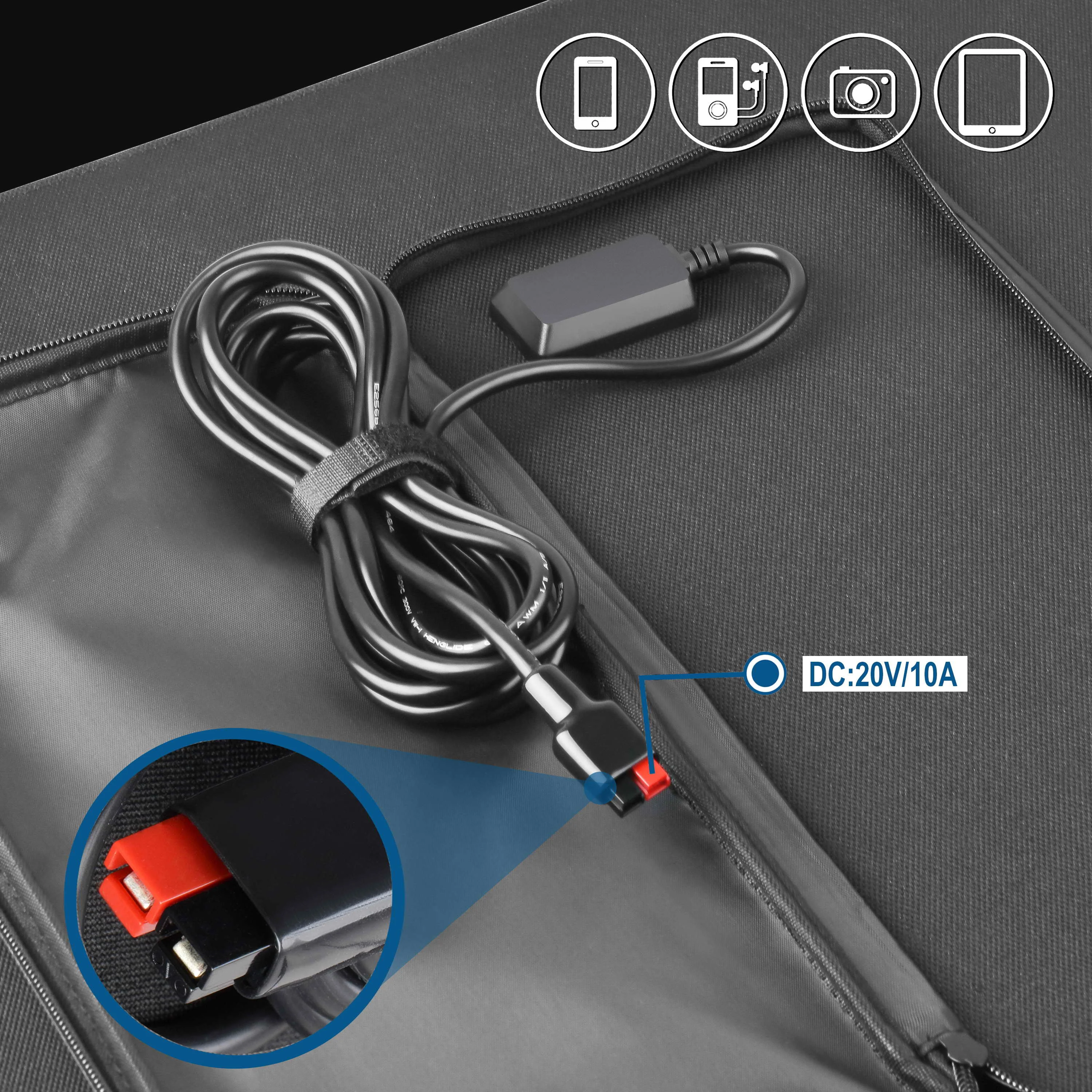 High Quality 200W Portable Polymer Aviation Material Foldable Solar Panel Waterproof Solar Charger Laptops Cell Phones Tablets