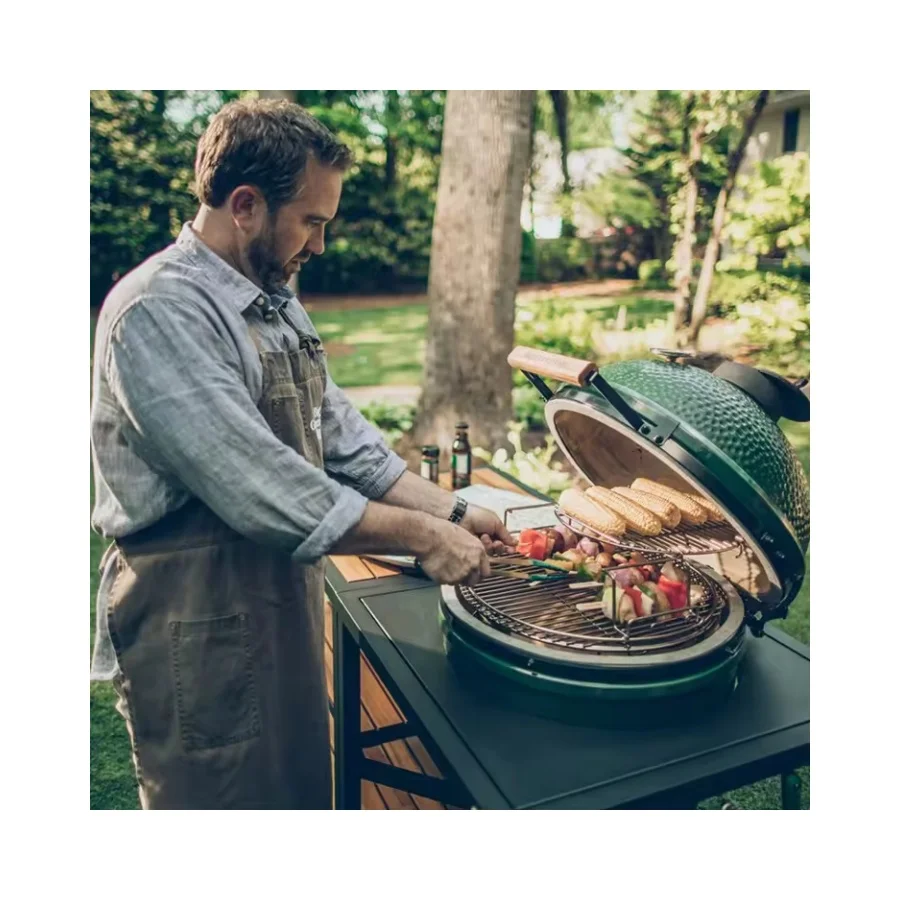 Durable Metal 21 Inch 2 Layer Double Tier Half Moon Cooking Grate Kamado Joe Grill Accessories