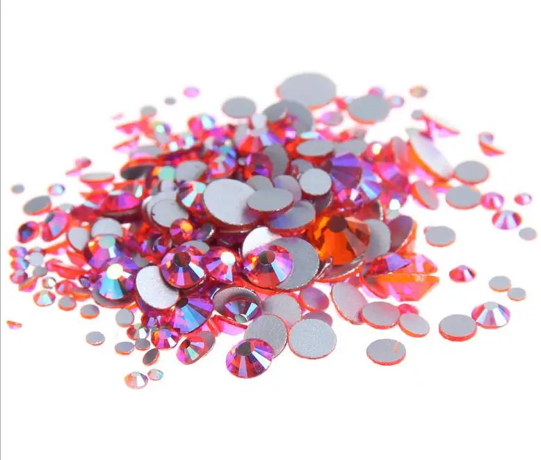 Crystal AB Glass Loose Beads  Non Hotfix Flat Back Rhinestones