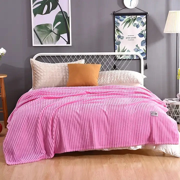 Wholesale Throw Blanket Winter Flannel Fleece Blanket Solid Soft Cozy Blanket For Bed