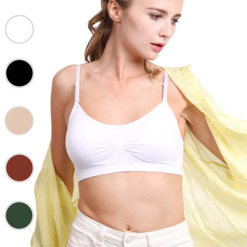FINETOO 2024 Ladies Camisole with Chest Pad Bra Anti-exposure Non-steel Ring Sleeping Sports Girl Underwear for Women