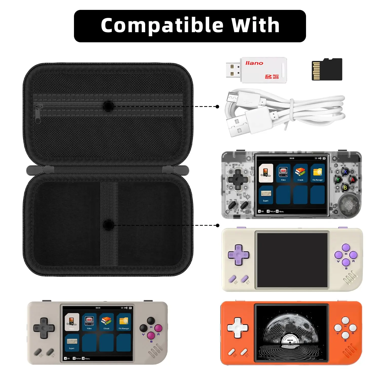 Handheld Emulator Console Travel Hard Case for RG28XX Retro Handheld Game Console Storage Bag