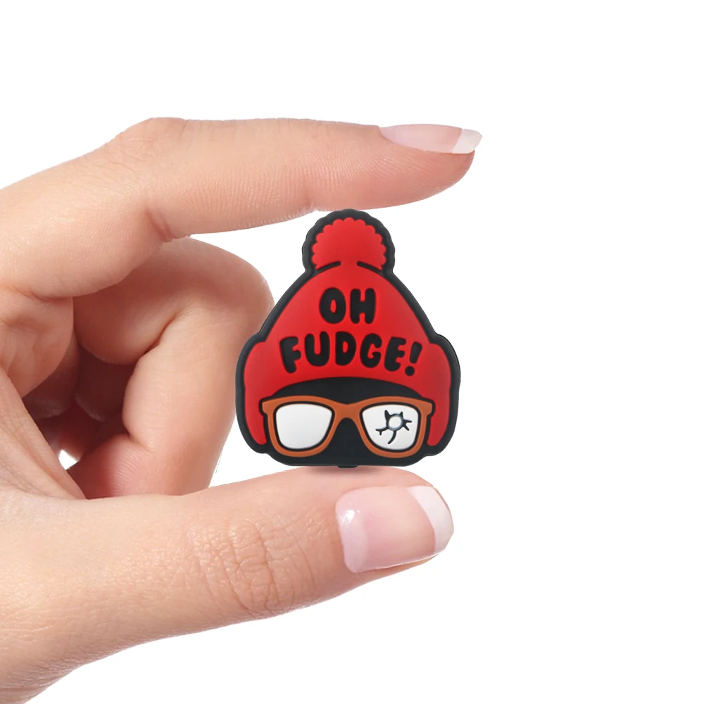 Kovict OH FUDGE! Shape Focal Silicone Beads Baby Chewing Necklace Jewelry Accessories Silicone Charm Beads For Pens Making