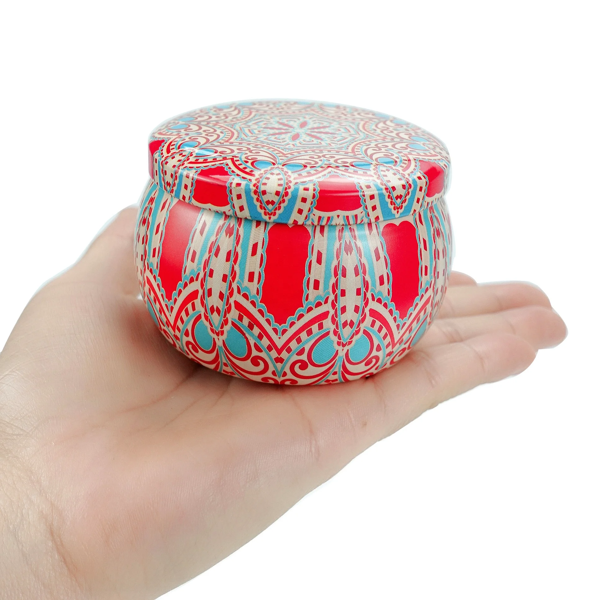 more then 100 designs for choice ! ready to ship 4.4 oz metal tin holder candle vessels with lid