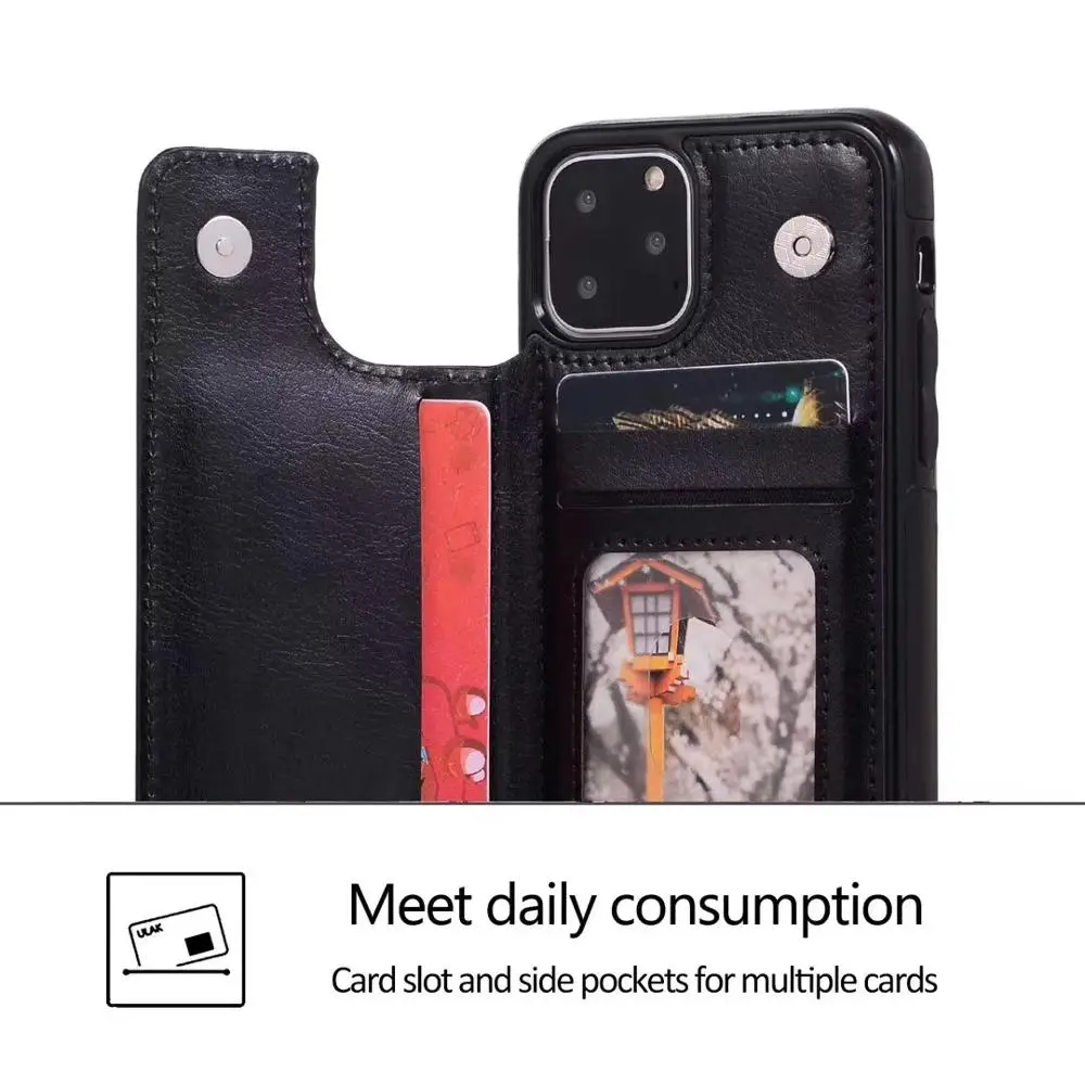 New item For iphone 6 7 X leather wallet case with double magnet button card slot case wallet