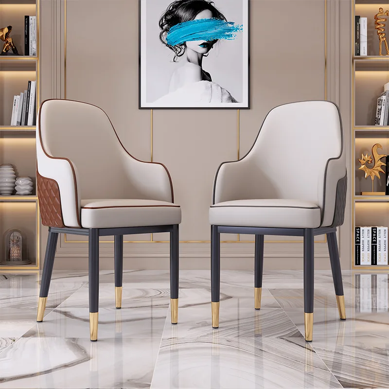 Dining chairs are luxurious, post-modern Nordic solid wood chairs, American family dining tables, stools and soft leather bags
