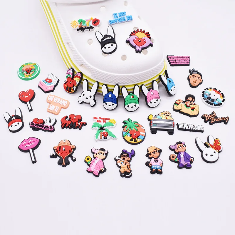 BHC OEM/ODM custom PVC croc charms shoe decorations luxury designer jibitz charms croc anime bad bunny shoes women croc charm