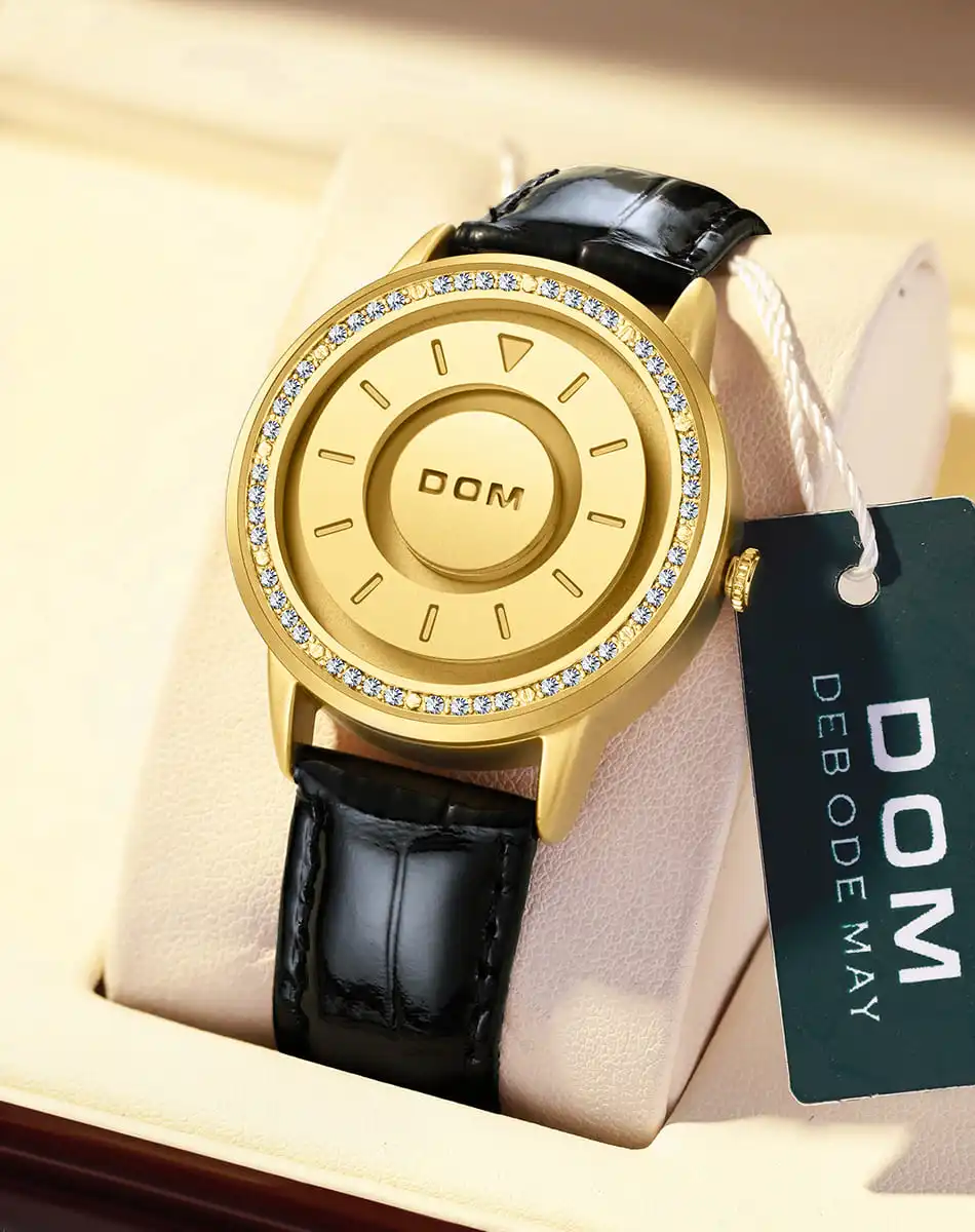 DOM 1758 Creative Women Magnetic Force Watch Leather Waterproof Female Scrolling Beads Quartz Watches for Ladies Magnetic Clock