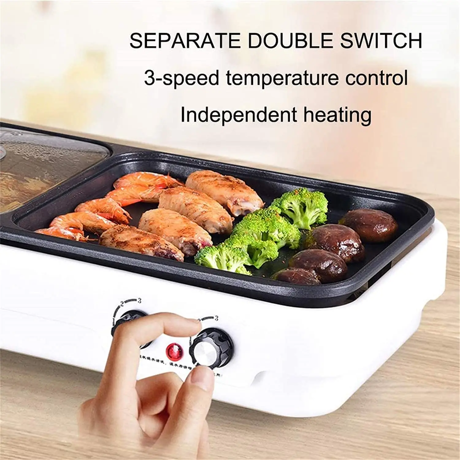 Maibo 2023 New 2 in 1 Electric Grill with Hot Pot Electric Cooker