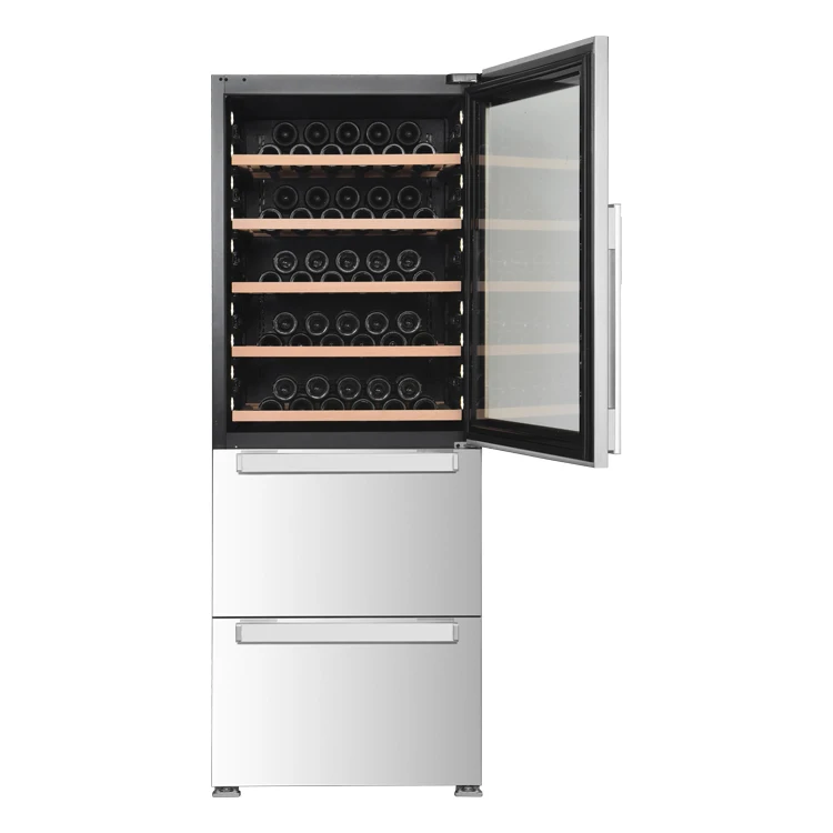 VI300DTB Luxury Wine and Beverage Coolers Tall Free-standing Wine Freezer Triple Zone Wine Cellar Beer and Can Cooling Fridge