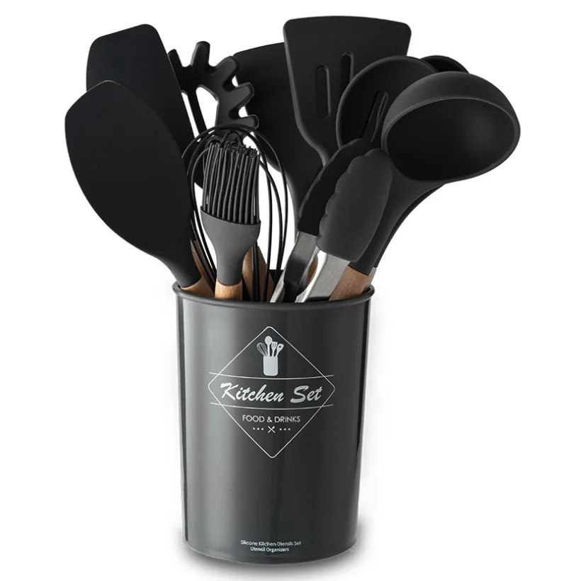 Высококачественная силиконовая кухонная утварь, 12 шт., экологически чистые силиконовые кухонные аксессуары, набор кухонной утвари