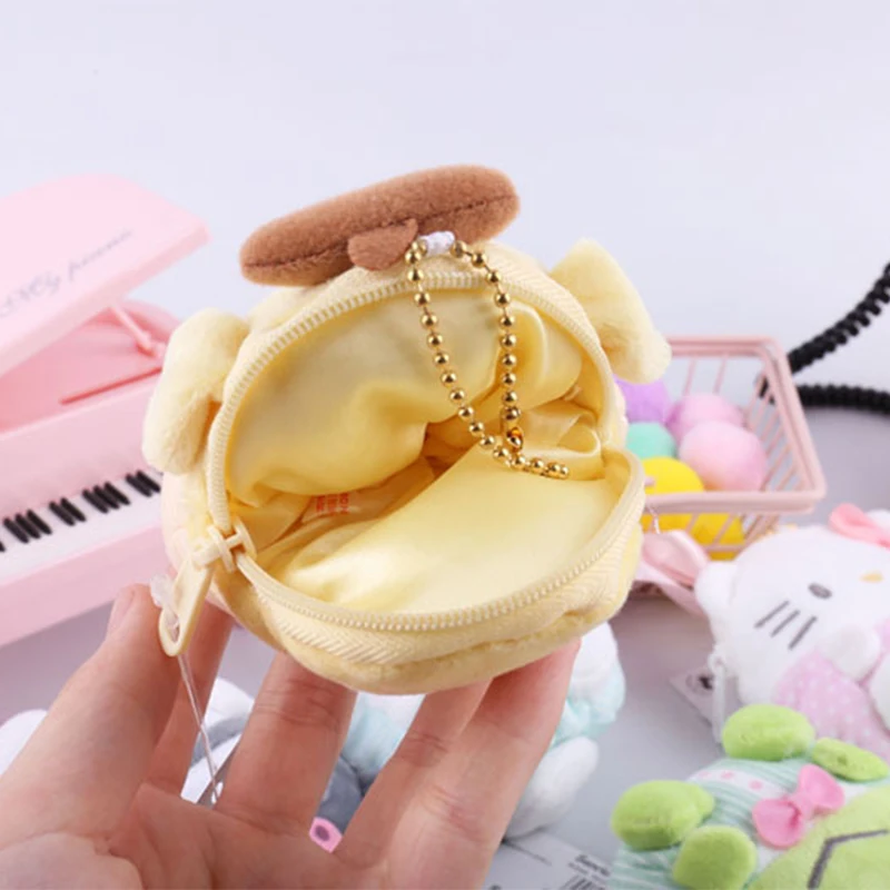 Пушистые кошельки Hello Kitty Cinnamoroll рюкзак для монет кошелек Детская сумка Airpods через плечо с подвеской Миниатюрный держатель карт в подарок