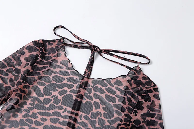 
HD 2021 Summer Backless Dresses Sexy Women Elegant Club Dress Leopard Print Bodycon Dress 