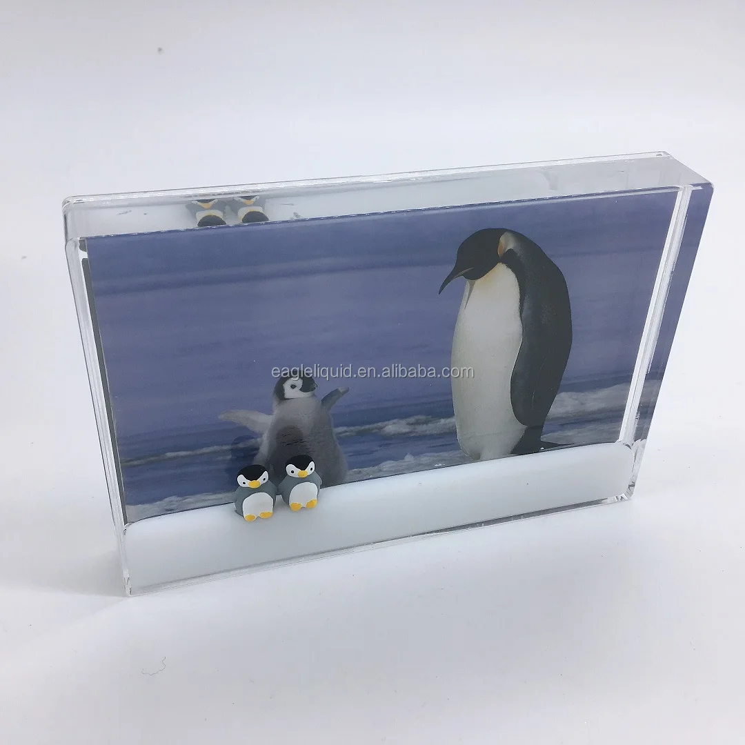 White water oil floating penguin floater plastic photo frame