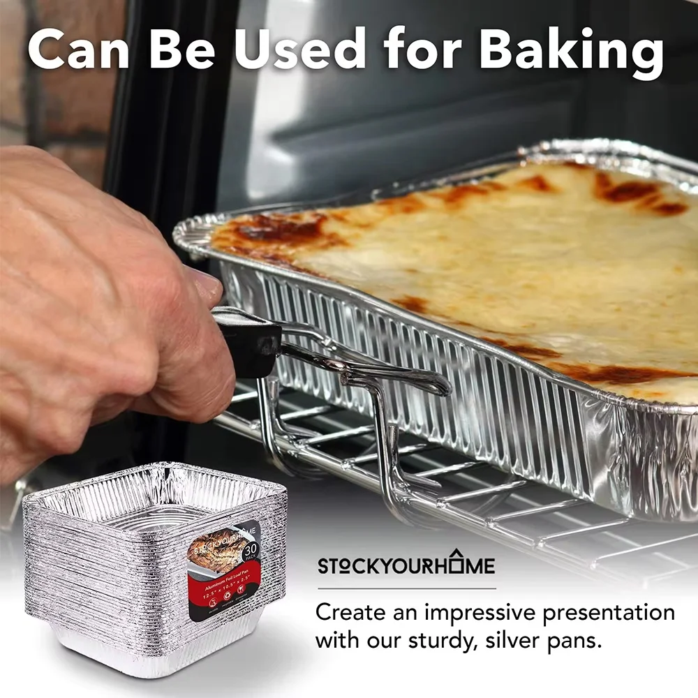 Deep Half Size Disposable Aluminum Food Baking Catering Trays with Lids Take-out Pack Aluminum Foil Container