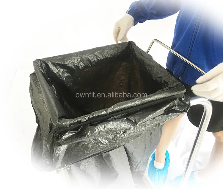 Commercial Cleaning Trolley For Dust Bag Stainless Steel Hospital Garbage Cart Knocked-down foot operated waste trash