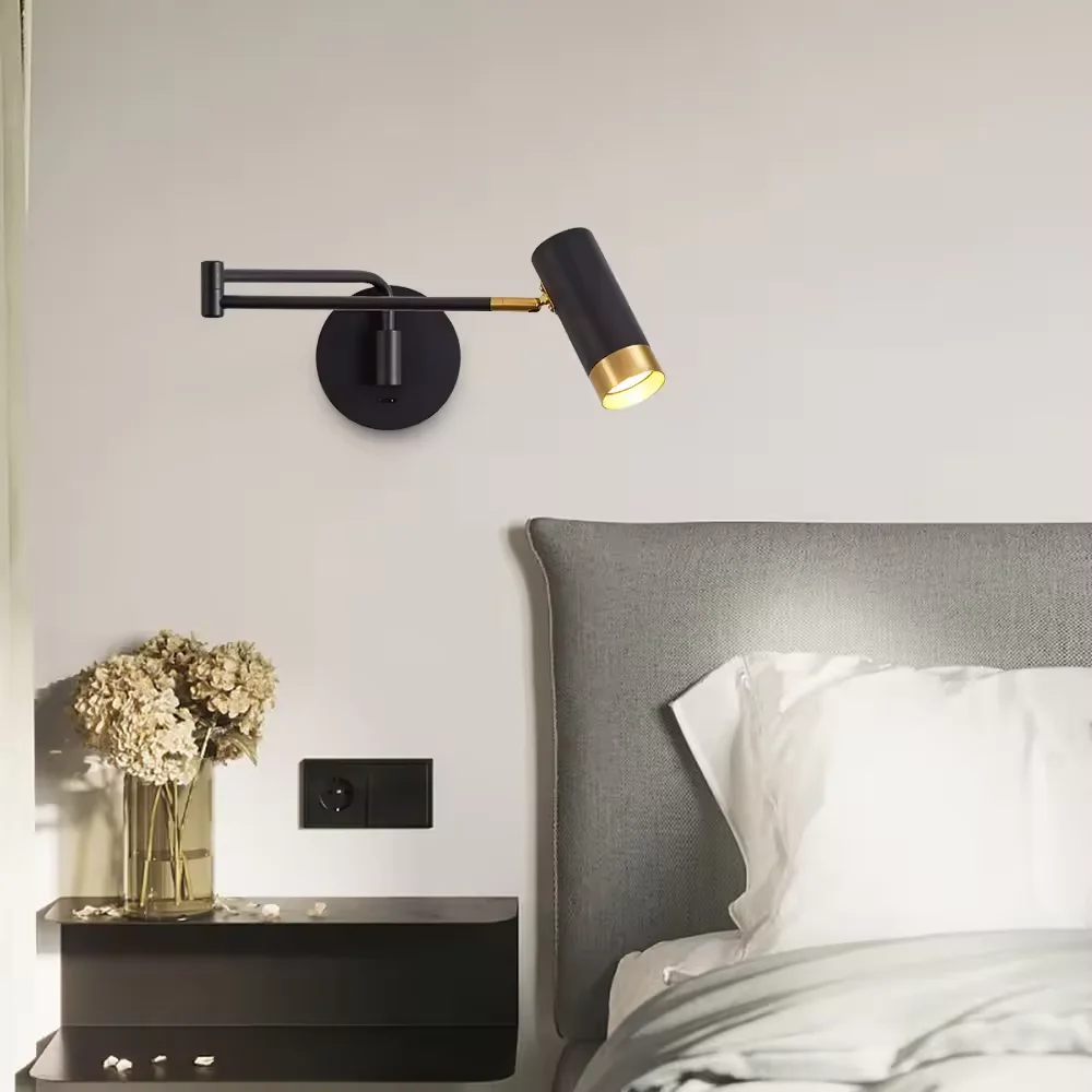 Nordic led retractable wall lamps long arm adjustable reading wall light interior home decoration bedside bedroom wall lamp