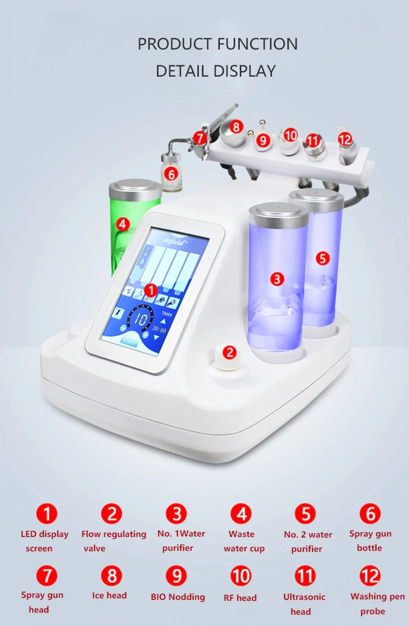 hot sale 7 In 1 Small Bubbles RF Hydra Deep Facial Cleaner Facial Massage Machine Skin Oxygen Care Device