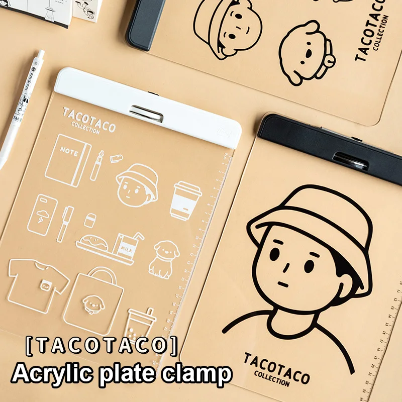 Practical Hot Sale A4 Acrylic Board Clip Transparent Student Cartoon Clipboard Hard Pad Stationery Creative Student Clipboard