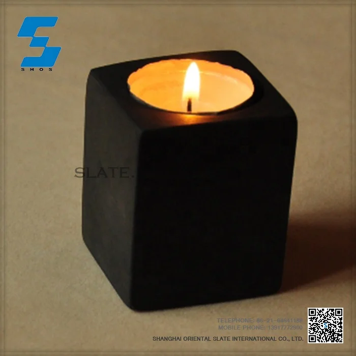 Cover of Slate Candle Square Terrazzo Candle Wholesale with Stone Candlestick Holder Christmas Print White Handmade
